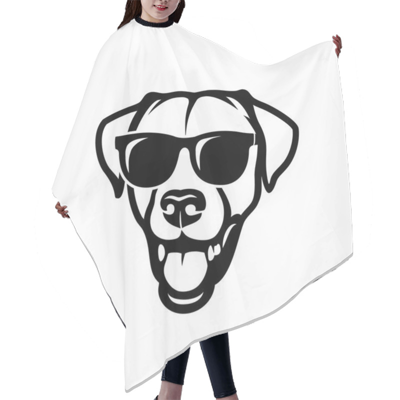 Personality  Labrador Retriever Dog Face Wearing Sunglasses Isolated Outlined Vector Illustration Hair Cutting Cape