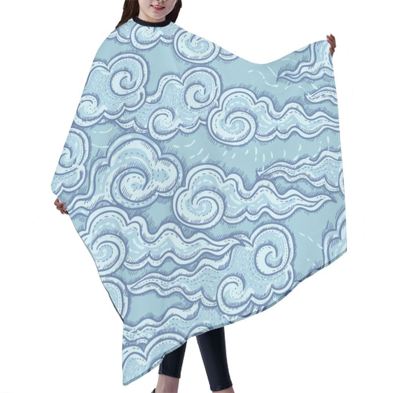 Personality  Seamless Pattern With Waves Hair Cutting Cape