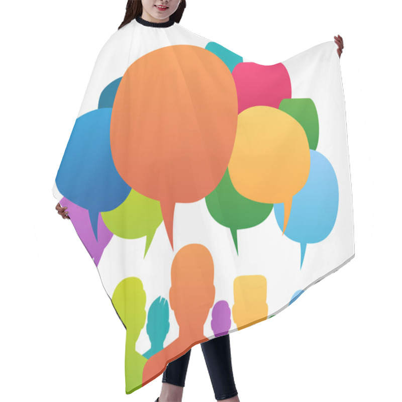 Personality  People Icons With Speech Bubbles Hair Cutting Cape