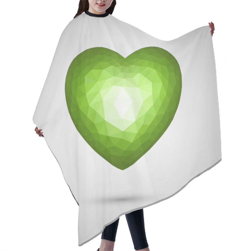 Personality  Polygonal Green Crystal Heart Hair Cutting Cape