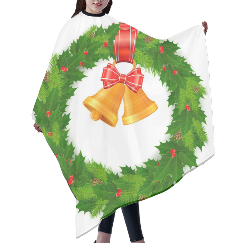 Personality  Holly Berry Wreath With Bell Hair Cutting Cape