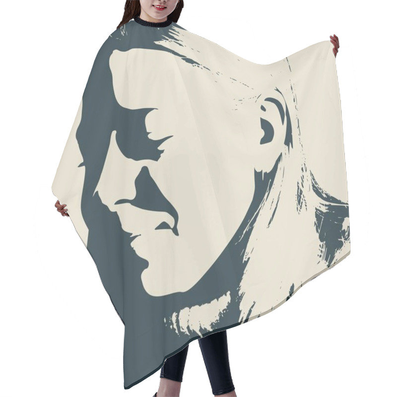 Personality  Silhouette Of A Female Head. Hair Cutting Cape