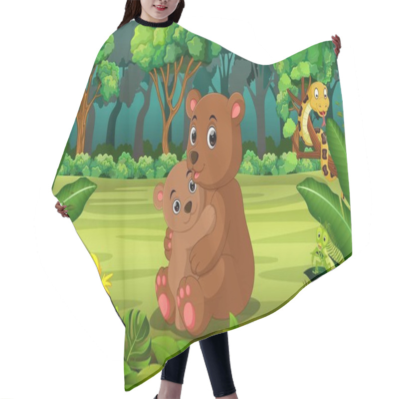 Personality  Bear And Baby Bear In The Forest Hair Cutting Cape