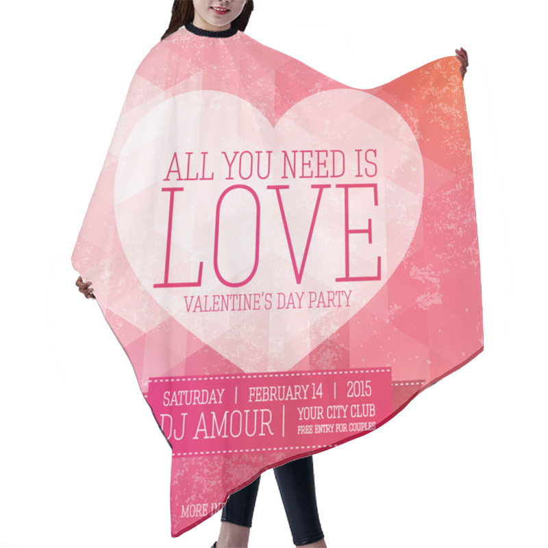 Personality  Valentines Day Party Flyer With Modern Design And Retro Elements. Hair Cutting Cape