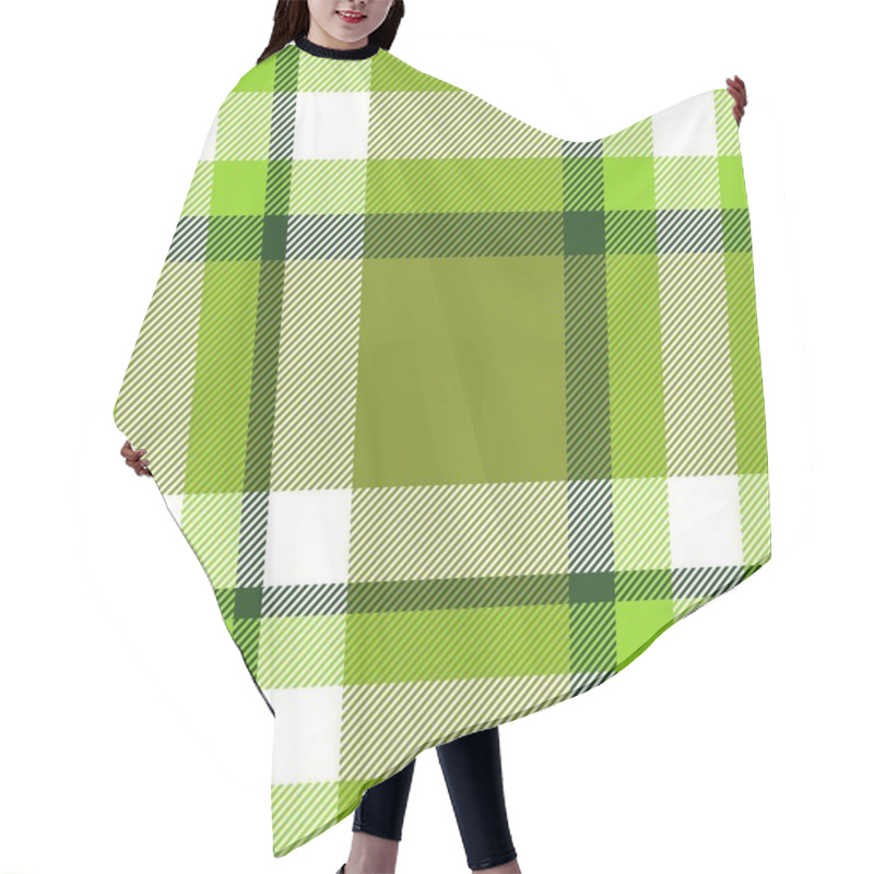 Personality  Seamless Geometric Gingham Pattern. Abstract Background. Green Shades And White Stripes Hair Cutting Cape