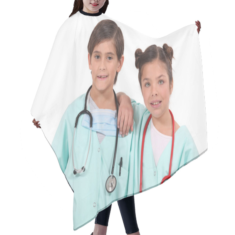 Personality  Kids Dressed Up As Doctors Hair Cutting Cape