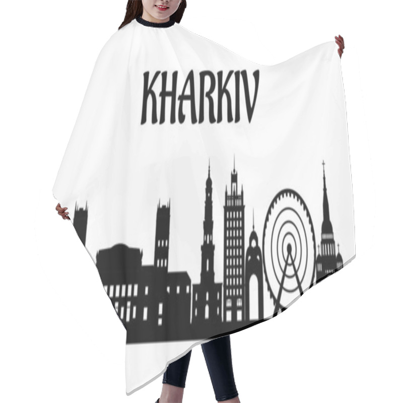 Personality  Silhouette Of The City Of Kharkiv, Ukraine Hair Cutting Cape