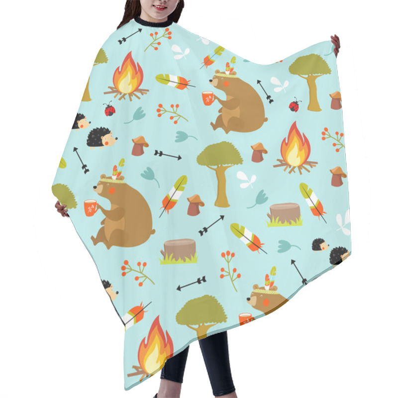 Personality  Summer Forest Seamless Pattern Hair Cutting Cape