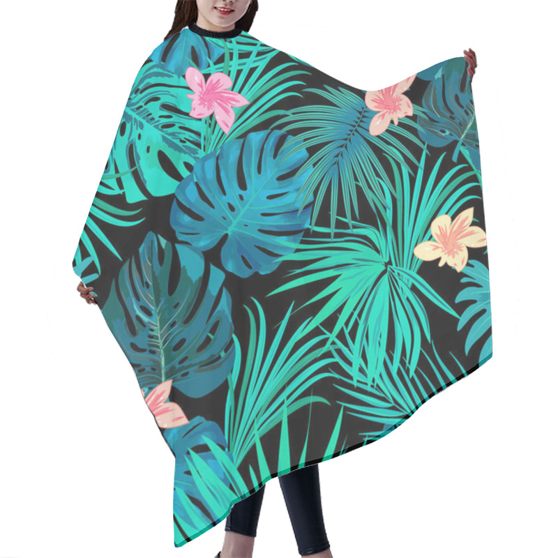 Personality  Tropical Jungle Palm Leaves Seamless Pattern Hair Cutting Cape