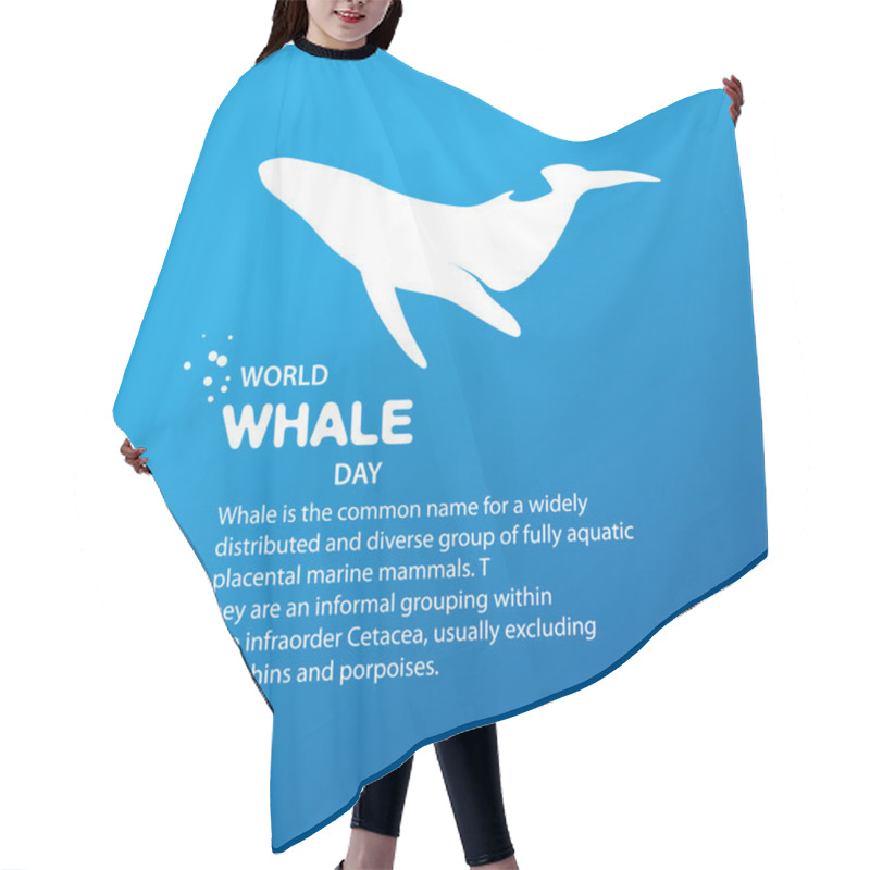 Personality  Isolated Whale Vector Illustration. Ocean Mammal On The Blue Background Image. Hair Cutting Cape