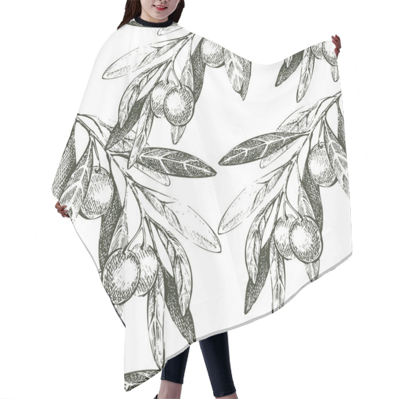 Personality  Seamless Pattern With Hand Drawn Olives Hair Cutting Cape