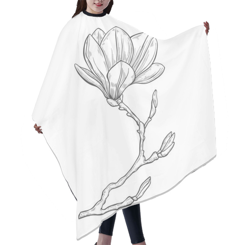 Personality  Hand Drawn Magnolia Flower Hair Cutting Cape