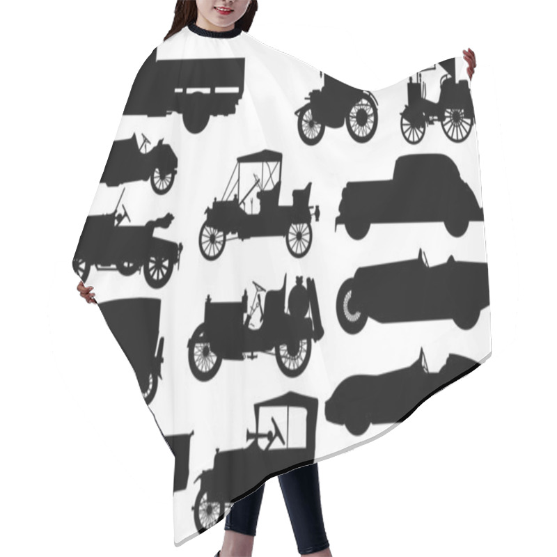 Personality  Set Of Silhouettes Of Classical Cars Hair Cutting Cape