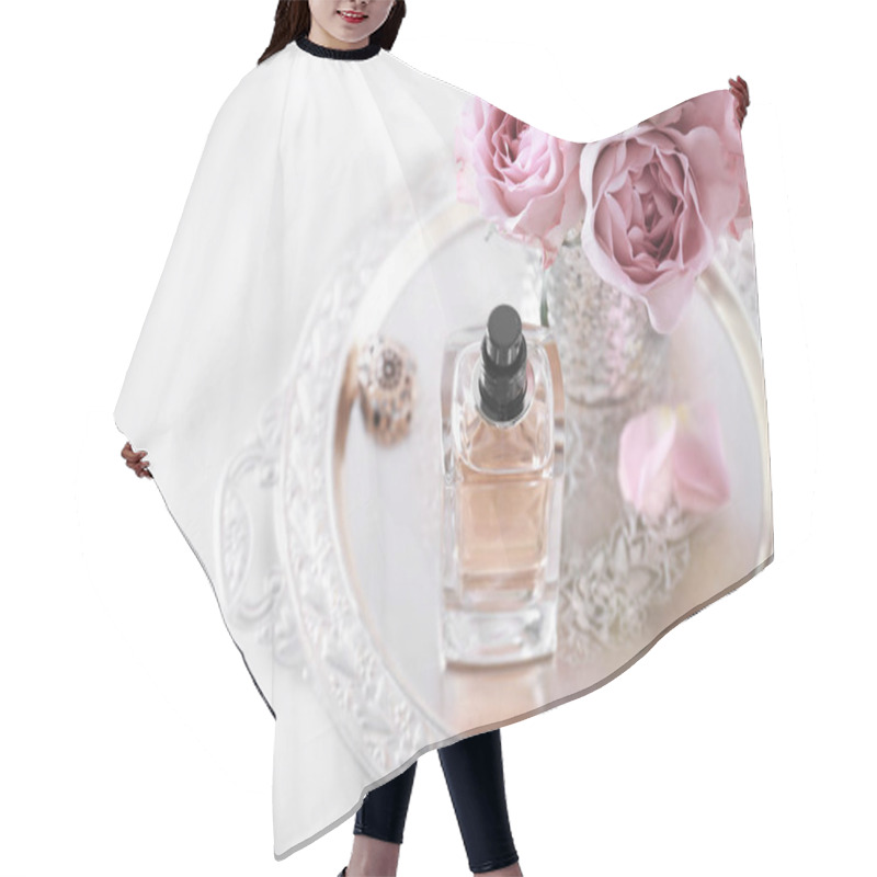 Personality  Metal Tray With Bottle Of Perfume Hair Cutting Cape