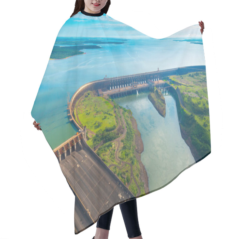 Personality  Aerial View Of The Itaipu Hydroelectric Dam On The Parana River. Hair Cutting Cape