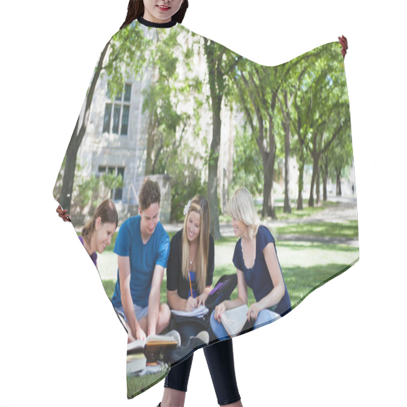 Personality  College Students Studying Together Hair Cutting Cape