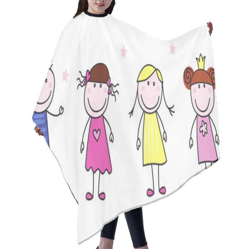 Personality  Stick Figures - Doodle Children Characters Hair Cutting Cape