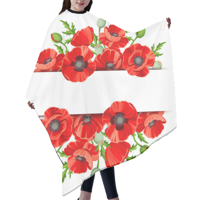 Personality  Background With Red Poppies. Vector Illustration. Hair Cutting Cape