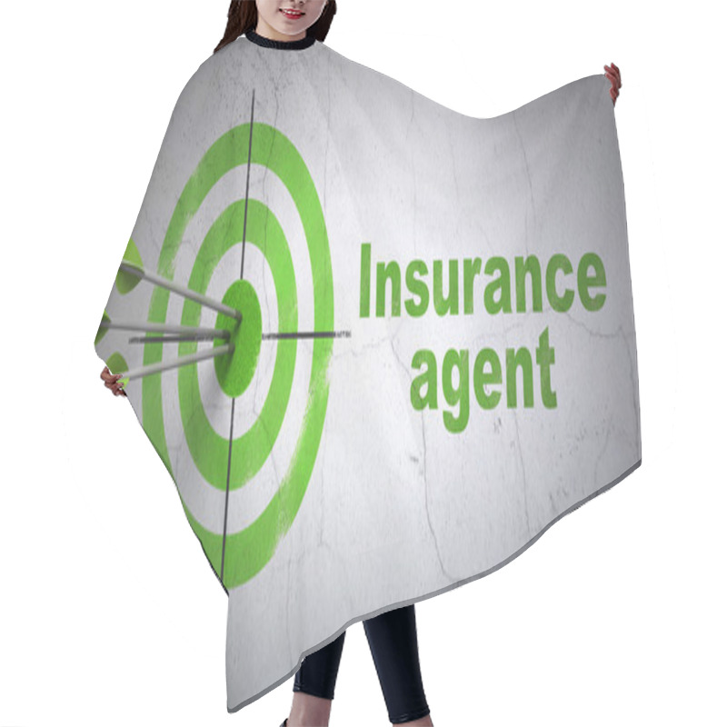 Personality  Insurance Concept: Target And Insurance Agent On Wall Background Hair Cutting Cape