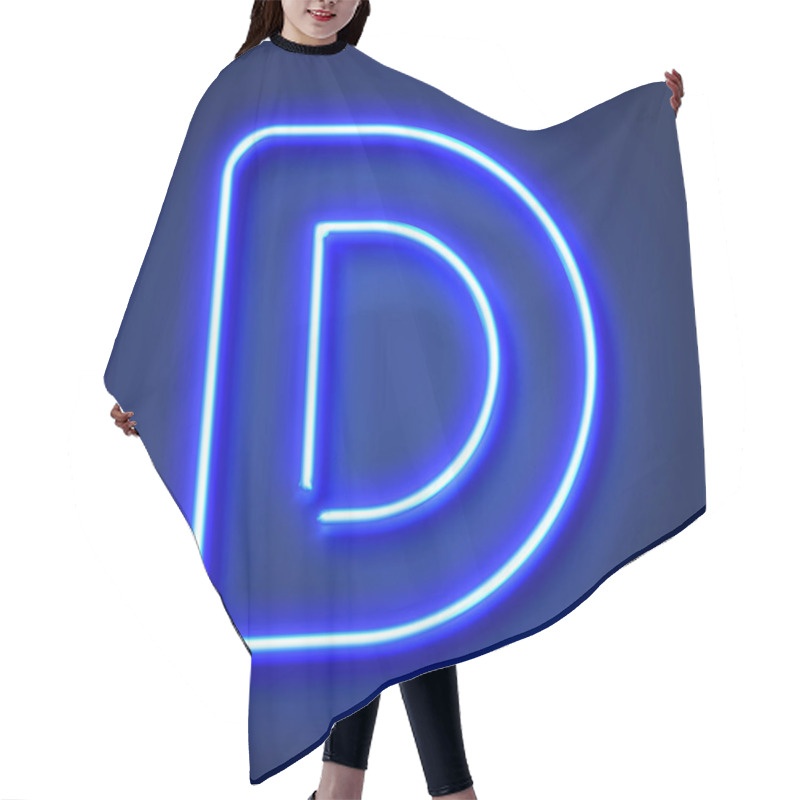 Personality  Letter D Realistic Glowing Blue Neon Letter Against A Blue Backg Hair Cutting Cape