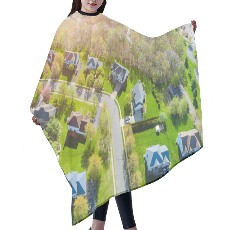 Personality  Panorama Top View Small American Town Urban Lifestyle District Landscape Hair Cutting Cape