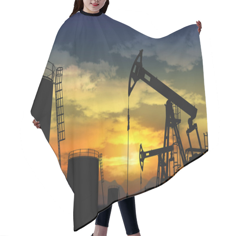 Personality  Oil Pump Jack And Oil Tank Hair Cutting Cape