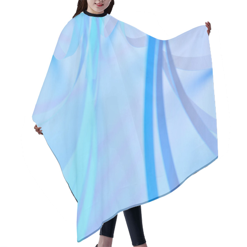 Personality  Close Up View Of Paper Stripes On Neon Blue Background Hair Cutting Cape