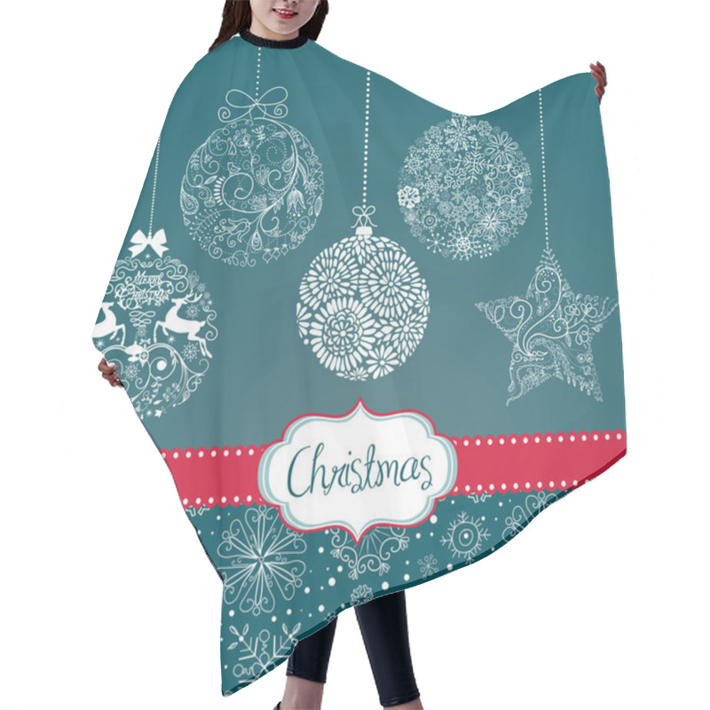 Personality  Blue And White Christmas Ornaments. Card Template Hair Cutting Cape