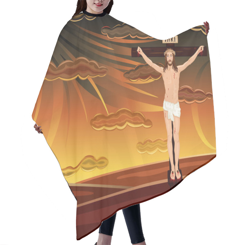 Personality  Crucifixion Of Jesus On Golgotha Hills Hair Cutting Cape