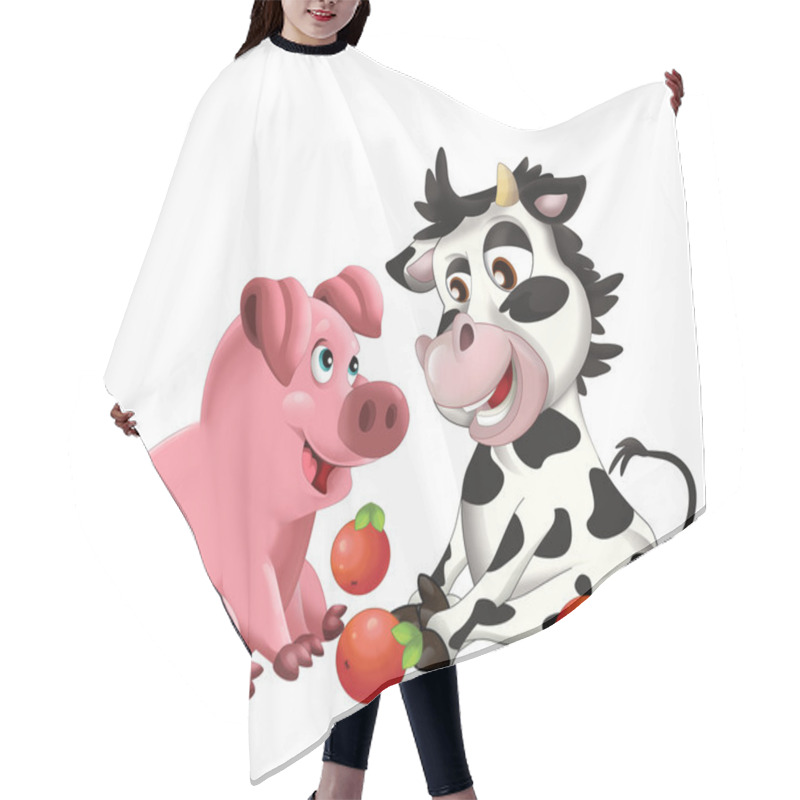 Personality  Two Animal Friends - Cow And Pig  Hair Cutting Cape