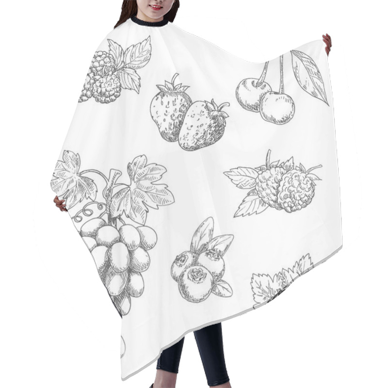 Personality  Flavorful Fresh Garden Fruits With Leaves Sketches Hair Cutting Cape