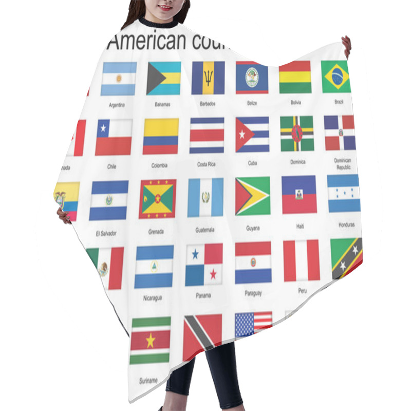 Personality  Icons With Flags Of Americas Hair Cutting Cape