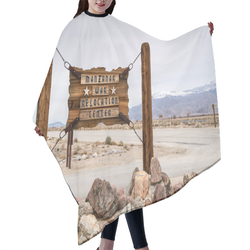 Personality  Manzanar Sign Hair Cutting Cape