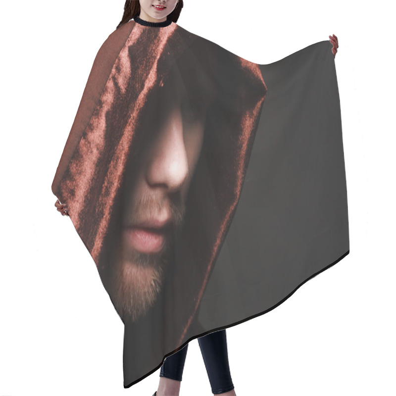 Personality  Portrait Of Mystery Unrecognizable Monk Hair Cutting Cape