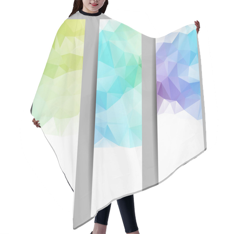 Personality  Set Of Banners With Abstract Triangles Hair Cutting Cape