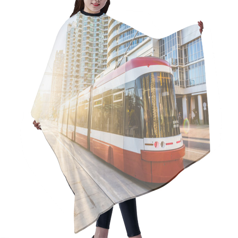 Personality  Modern Tram In Toronto Downtown At Sunset Hair Cutting Cape