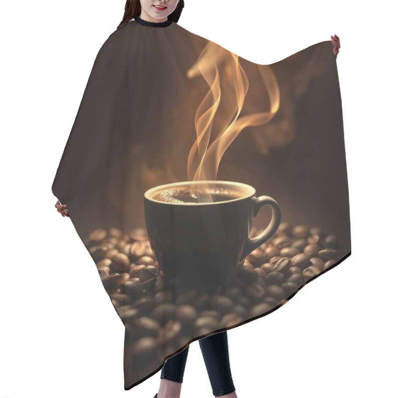 Personality  A Steaming Cup Of Coffee Surrounded By Warm, Cozy Lighting. Hair Cutting Cape