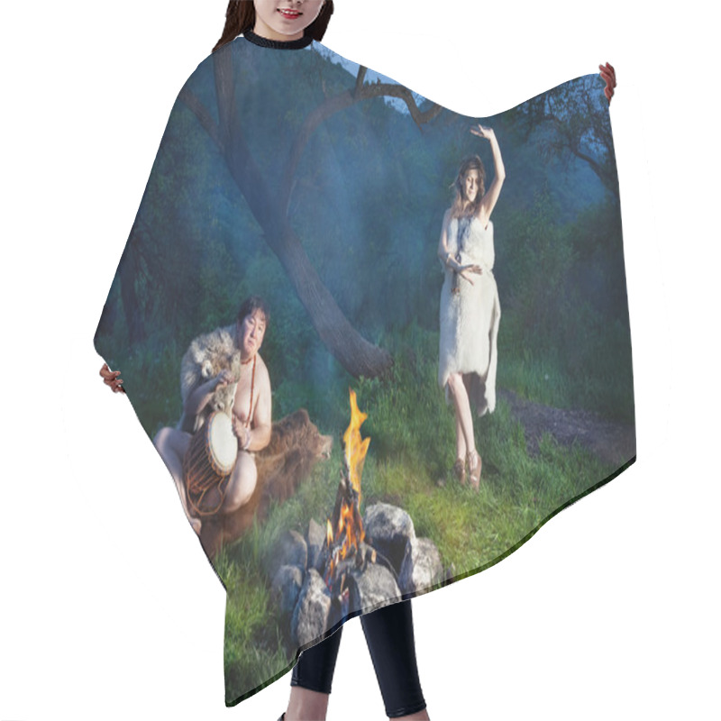 Personality  Cave People Near Bonfire Hair Cutting Cape