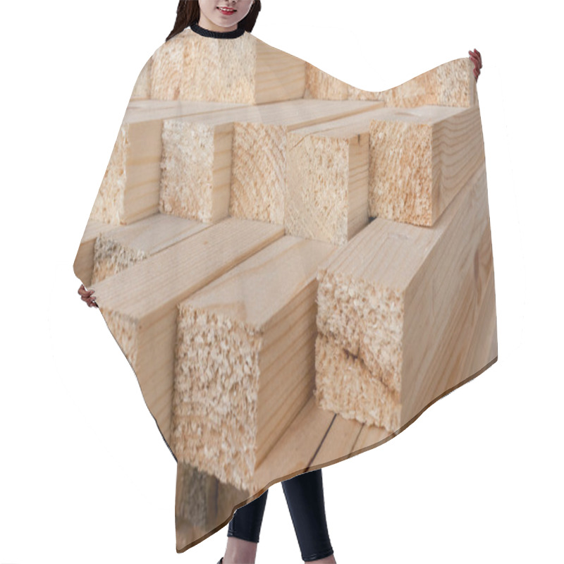 Personality  Close-up Of Unevenly  Protruding Sawn Rectangular Wooden Pine Bl Hair Cutting Cape