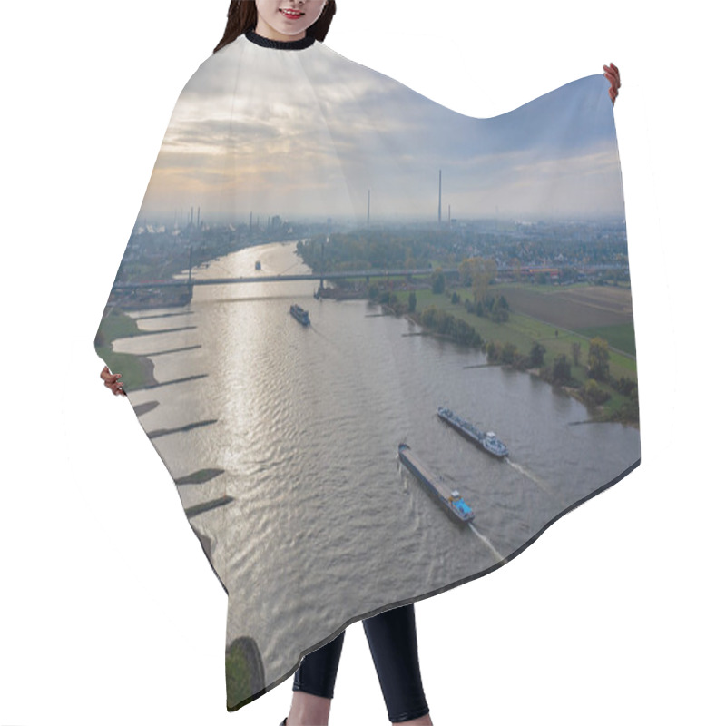 Personality  Panoramic View Of The Rhine Bridge Leverkusen. Aerial Photography By Drone Hair Cutting Cape