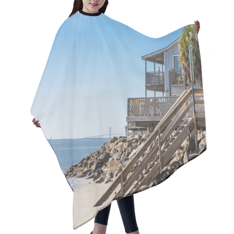 Personality  Beach House With Bridge In Background Hair Cutting Cape