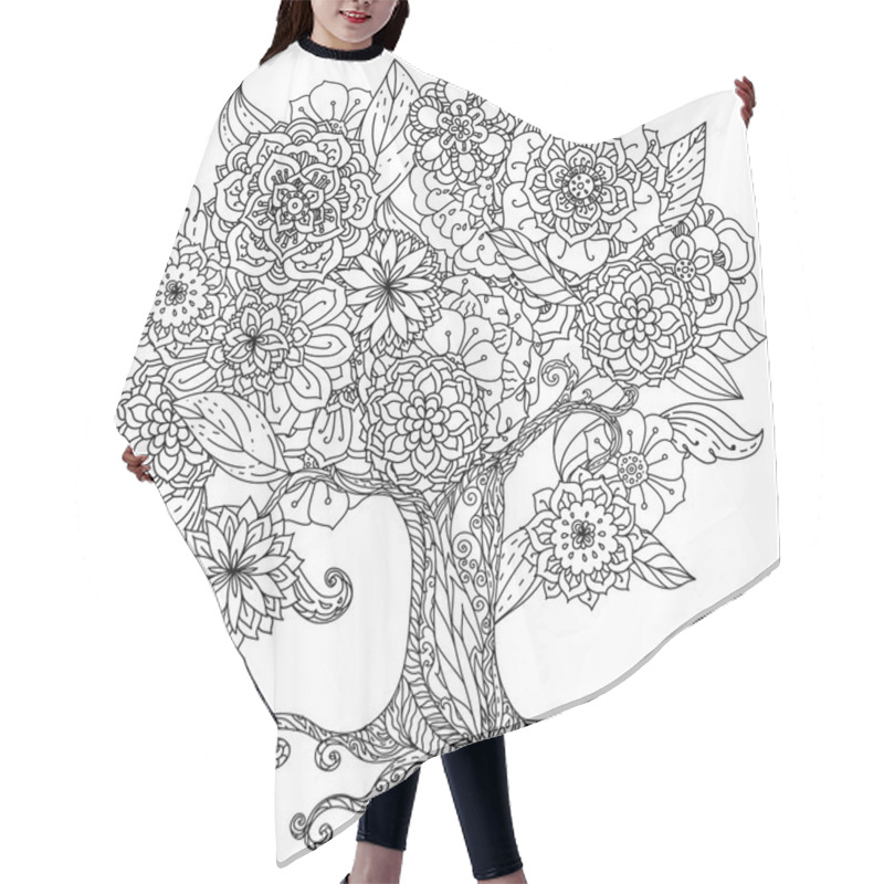 Personality  Circle Orient Floral Black And White Hair Cutting Cape