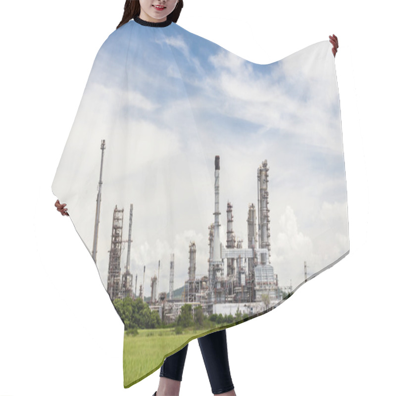 Personality  Oil Refinery Plant Against Blue Sky Hair Cutting Cape