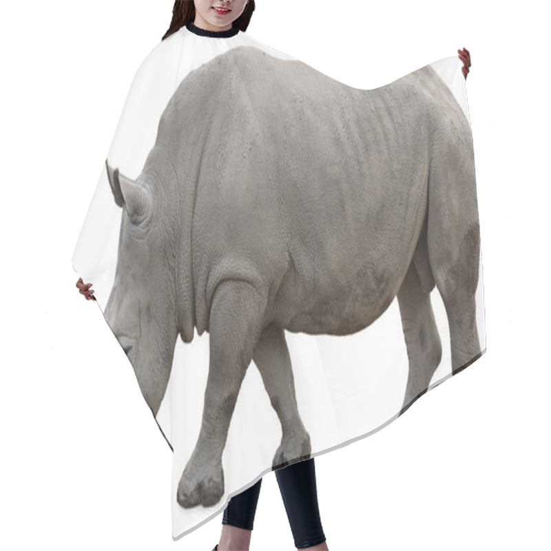 Personality  A White Rhino On A White Background Hair Cutting Cape