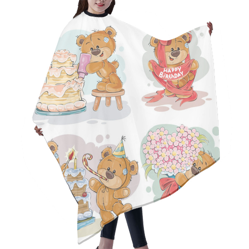 Personality  Clip Art Illustrations Of Teddy Bear Wishes You A Happy Birthday Hair Cutting Cape