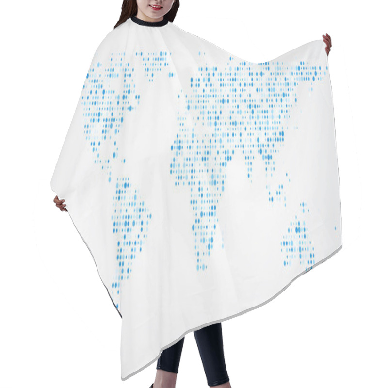 Personality  World Map Of Blue Dots Background. Hair Cutting Cape