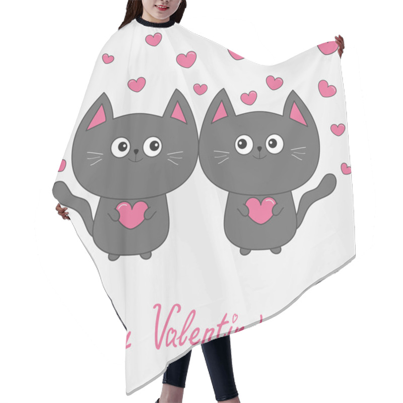 Personality  Cats Couple Holding Hearts Hair Cutting Cape