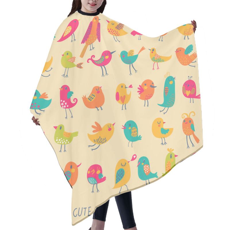 Personality  Set Of 33 Bright Beautiful Birds In Vector. Hair Cutting Cape