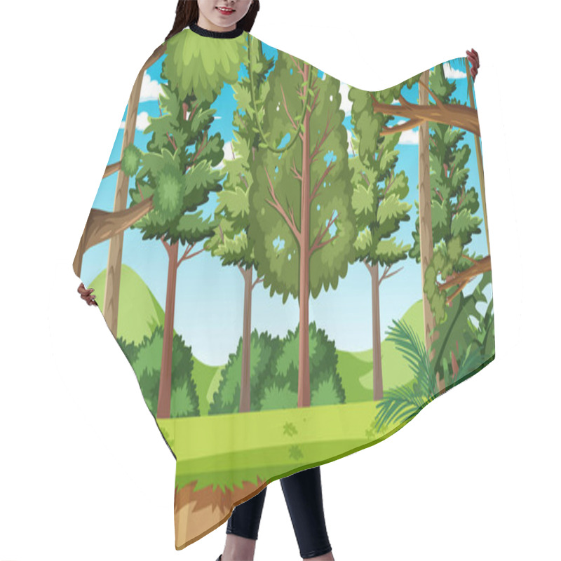 Personality  Nature Forest Landscape Scene At Daytime Illustration Hair Cutting Cape