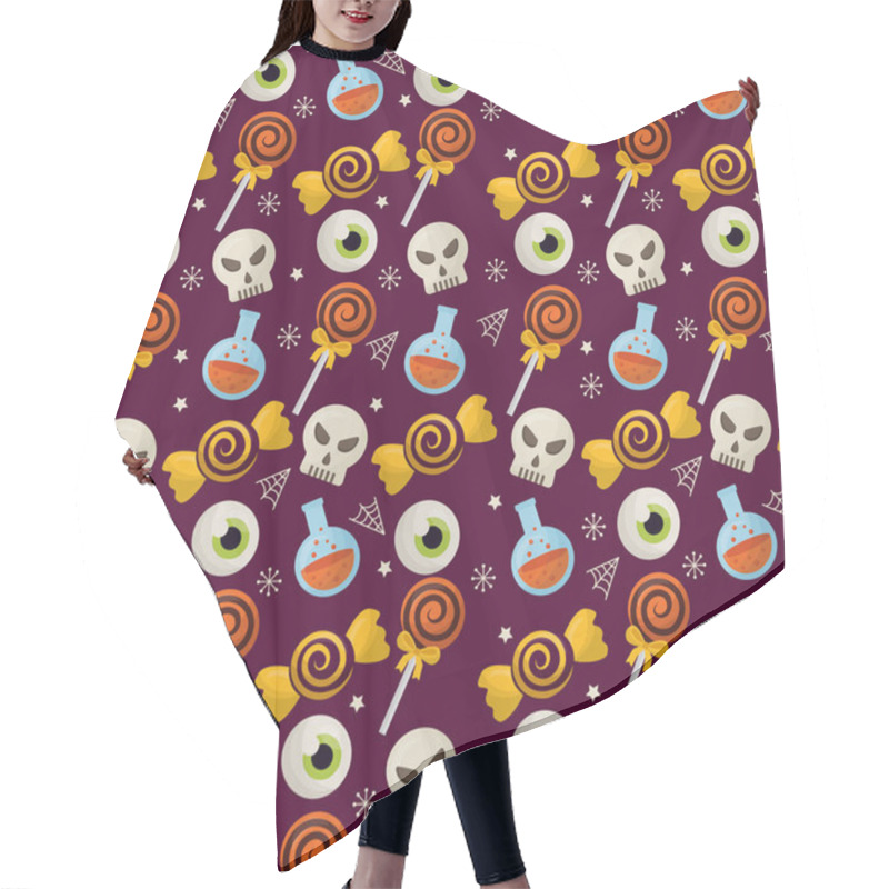 Personality  Happy Halloween Celebration Day Candys Skulls Eyes Sweet Vector Illustration Hair Cutting Cape